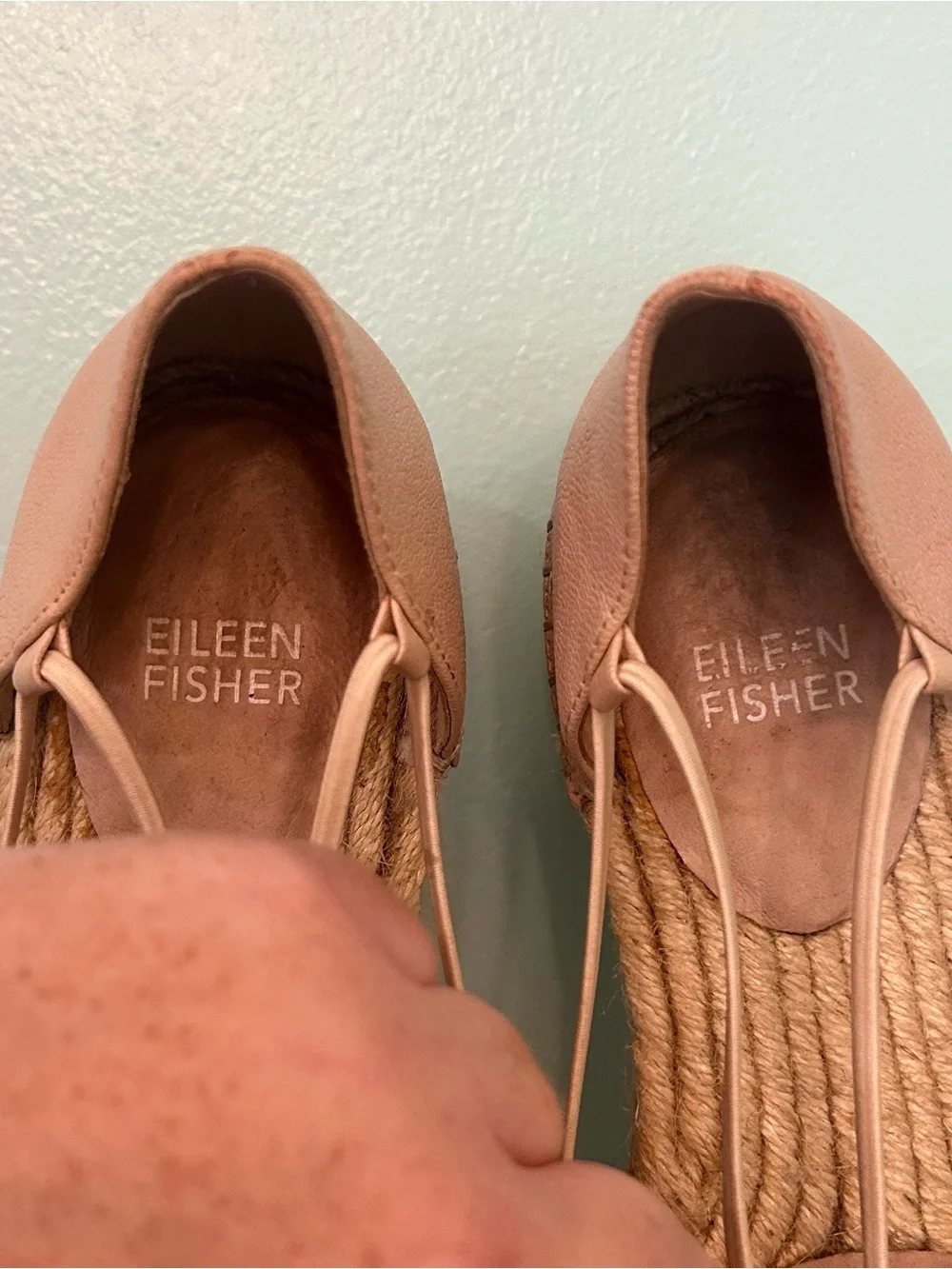 Eileen Fisher Women's Washed Blush Leather Espadrilles Shoes Sz US 7